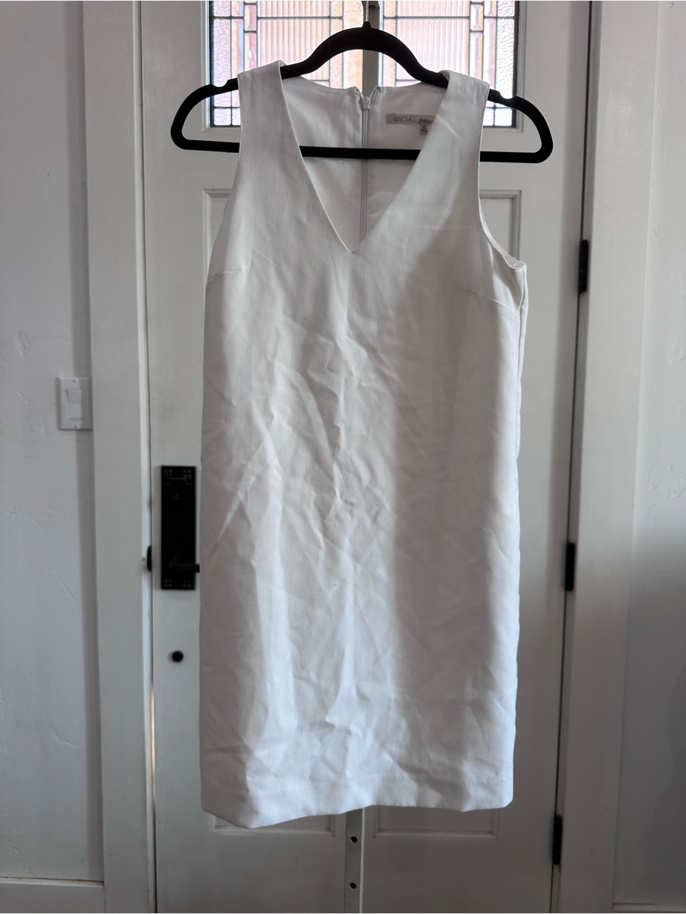 Rachel Roy White V-Neck Sleeveless Shift Dress